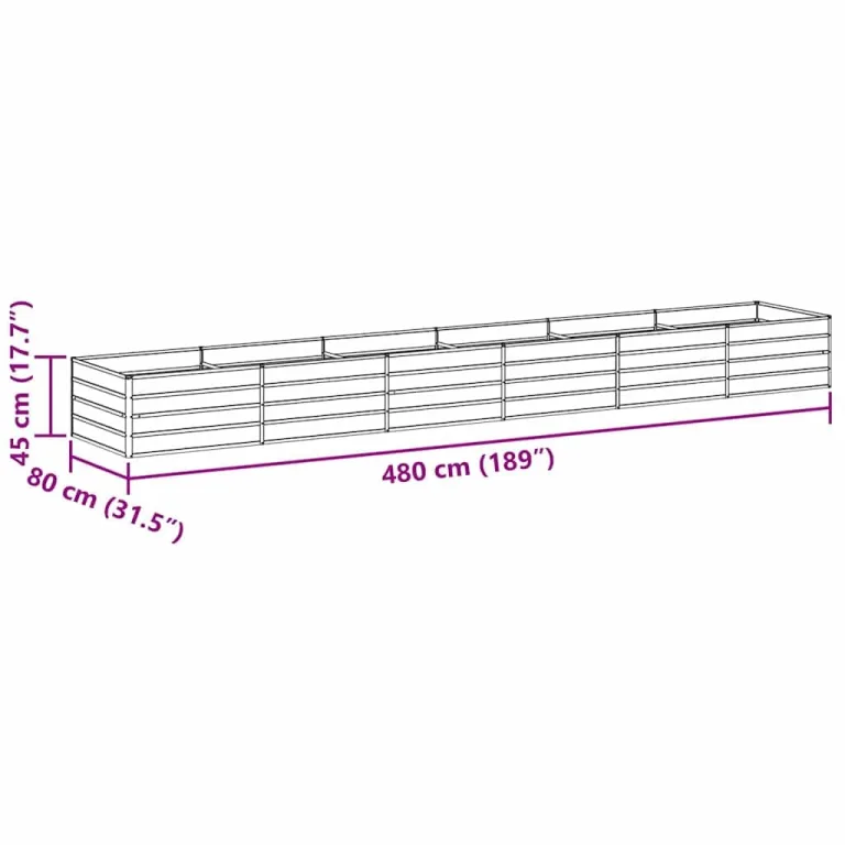 vidaXL Hochbeet Hellbraun 480 x 80 x 45 cm Verzinkter Stahl, Garten und Terrasse, Stabiler Metall-Wannen-Kübel, Hochbeet, Pflanzenbox für Outdoor-Kräuter und Blumen – Bild 3