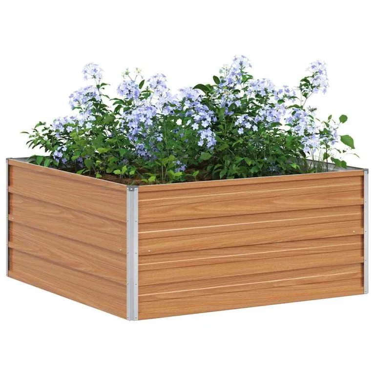 vidaXL Hochbeet Hellbraun 480 x 80 x 45 cm Verzinkter Stahl, Garten und Terrasse, Stabiler Metall-Wannen-Kübel, Hochbeet, Pflanzenbox für Outdoor-Kräuter und Blumen – Bild 10