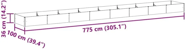 vidaXL Hochbeet Hellbraun 775 x 100 x 36 cm Verzinkter Stahl, Garten & Terrasse, Industriedesign Blumenkasten, Hochbeet für Urban, Moderne Gartenlösungen, robust gebaut – Bild 4