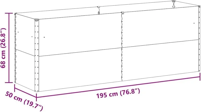 vidaXL Hochbeet Hellbraun 195 x 50 x 68 cm Verzinkter Stahl, Garten & Terrasse, Industriedesign Blumenkasten, Hochbeet für Urban, Moderne Gartenlösungen, robust gebaut – Bild 4
