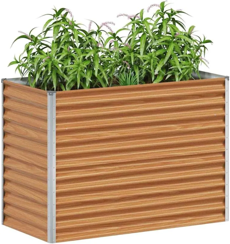 vidaXL Hochbeet Hellbraun 98 x 50 x 68 cm Verzinkter Stahl, Garten & Terrasse, Industriedesign Blumenkasten, Hochbeet für Urban, Moderne Gartenlösungen, robust gebaut – Bild 2