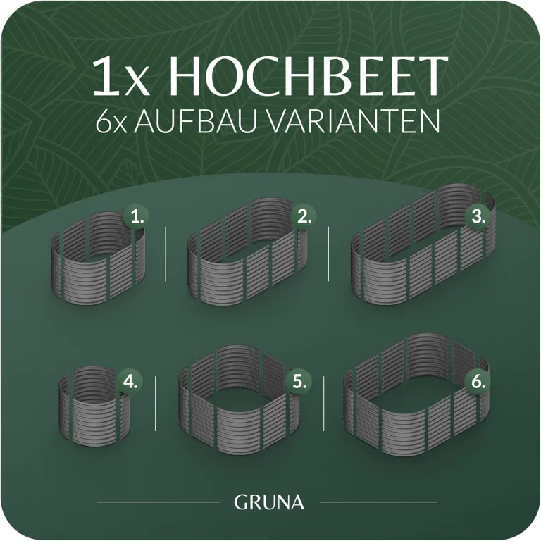 GRUNA - Hochbeet Metall 200x80x75 cm I 6 in 1 Modular Hochbeete-Kit I 100% Rostfrei I Formstabil Dank Verstrebung I Hochbeete für Garten I Hochbeet Anthrazit (200x80x75) – Bild 5