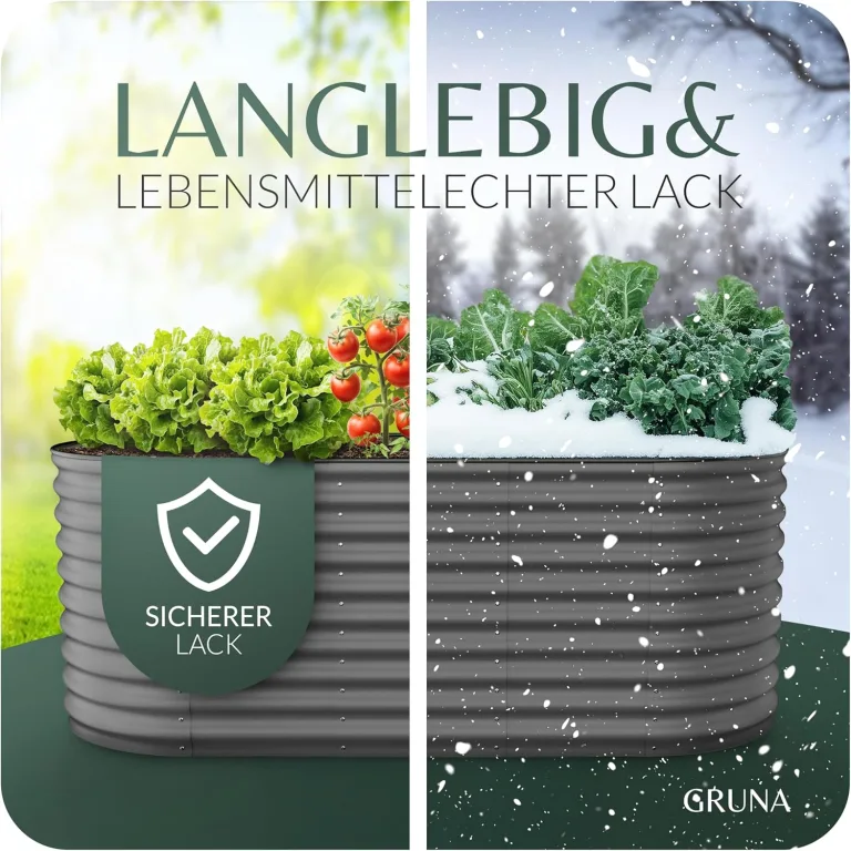 GRUNA - Hochbeet Metall 200x80x75 cm I 6 in 1 Modular Hochbeete-Kit I 100% Rostfrei I Formstabil Dank Verstrebung I Hochbeete für Garten I Hochbeet Anthrazit (200x80x75) – Bild 3