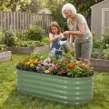 INNO STAGE Verzinktes Hochbeet-Set, 1,2 x 0,6 x 0,4 m Metall-Hochbeete für den Außenbereich zum Gärtnern, 43 cm hoch, großes Stahl-Hochbeet für Gemüse und Blumen, Terrasse, Boden, Pflanzkasten – Grün - Thumbnail 9