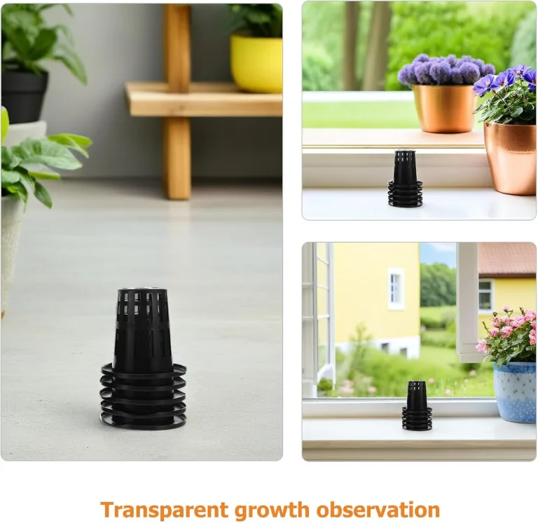 100 Stück Hydroponische Pflanzkörbe Schwarze Kunststoff Netztöpfe mit Wurzelschnitt 70mm Hoch für Balkon Gewächshaus und Hydroponik Anzucht – Bild 3