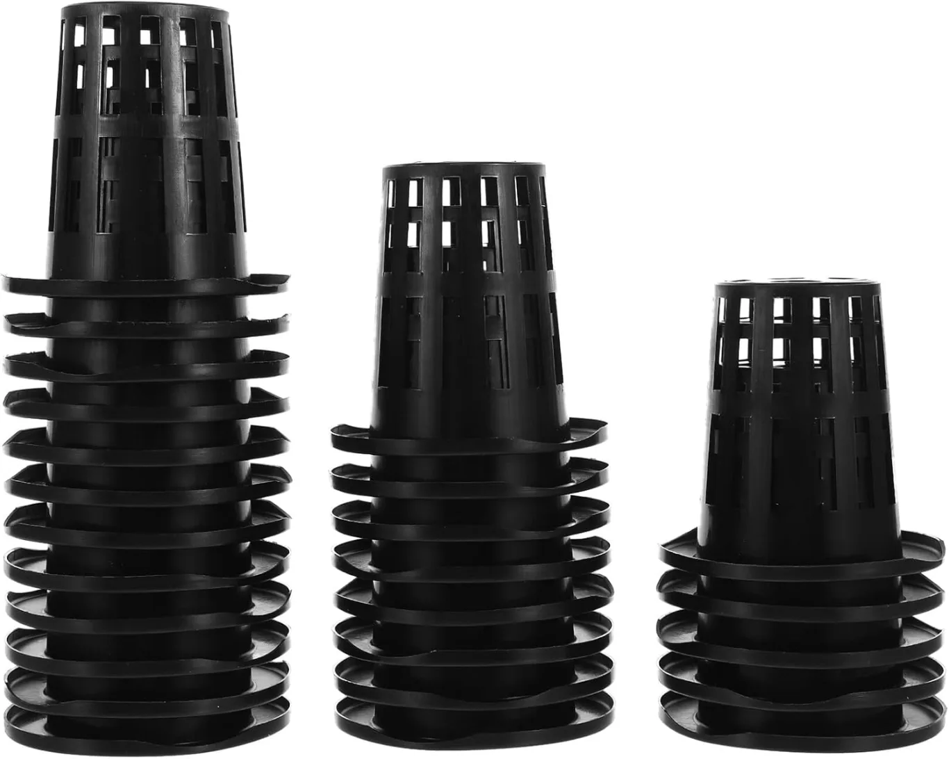 ifundom Hydroponische Netztöpfe 100 Stück Schwarz 70mm – Kunststoff Pflanzkörbe mit Wurzelschnittfunktion für Balkon Gewächshaus Hydroponik Zimmergarten - Bild 1