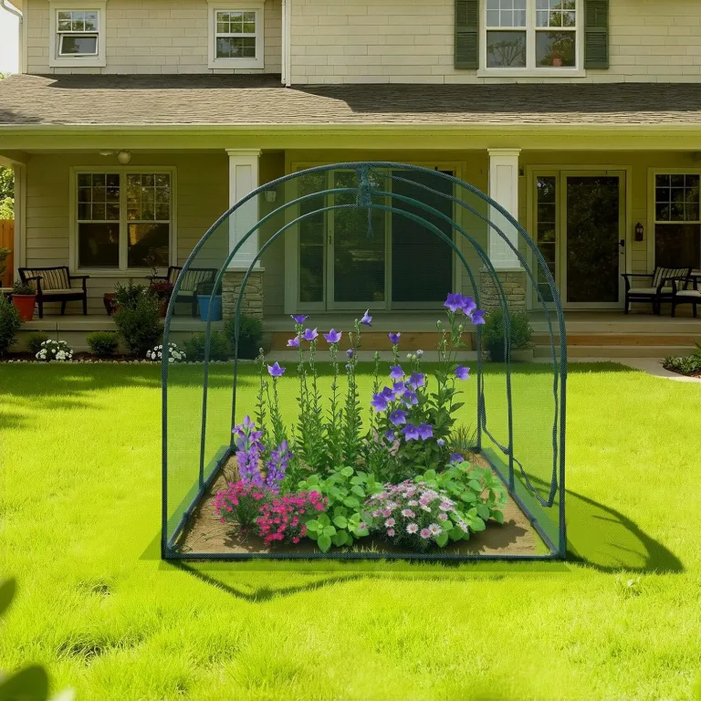 VEVOR Pflanzenschutzzelt, 2489x1200x1200 mm Pflanzenschutznetz, Tür mit Reißverschluss, windbeständig, Pflanzenkäfig Gewächshaus für erhöhte Beete im Freien, Garten, Terrasse – Bild 8