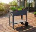 WESTMANN Mobila Hochbeet Metall auf Rollen | 93x50x80 cm | mobil & höhenverstellbar | pulverbeschichteter Stahl | Anthrazit | für Balkon & Terrasse - Thumbnail 2