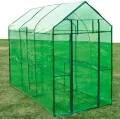 Gewächshaus mit 2 Ablagen, Faltbarer Begehbarer Technikraum mit Rolltür, Klein Winterfest Tomatenhaus für Optimales Pflanzenwachstum, 120x240x190 cm Grün PVC - Thumbnail 7