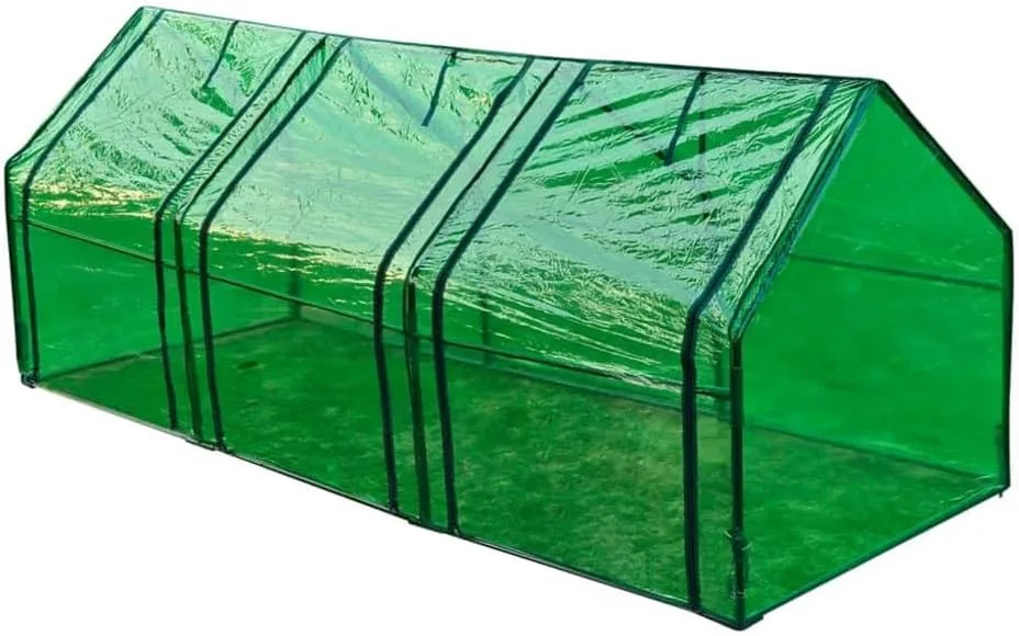 Gewächshaus mit 3 Türen, Tomatenhaus, Pflanzenhaus mit Rolltür für Balkon, Terrasse, Garten, Hinterhof, Wetterbeständig, 240x90x90 cm Grün PVC - Bild 1