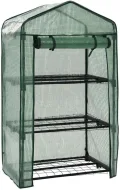 Gewächshaus mit 3 Ablagen, Faltbarer Begehbarer Technikraum mit Rolltür, Klein Tomatenhaus für Optimales Pflanzenwachstum, 69x49x125 cm Grün Polyethylen - Thumbnail 1