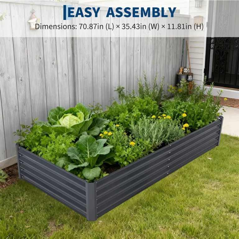 Hochbeet Metall mit Vogelschutznetz, Robuster Pflanzkasten Blumenkasten Kit Wetterfester Pflanzkasten aus Verzinktem Stahl, Vielseitig für Gemüse, Blumen & Kräuter, Einfache Montage – Bild 3