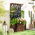 Outsunny Hochbeet Pflanzkasten mit Rankgitter Dach Spalier Pflanzkübel Blumenkasten Holz, Gartenspalier 64 x 33 x 122cm für Garten Balkon Terrasse, Blumenkübel für Kletterpflanzen Korbpflanzen, Blumen - Thumbnail 3