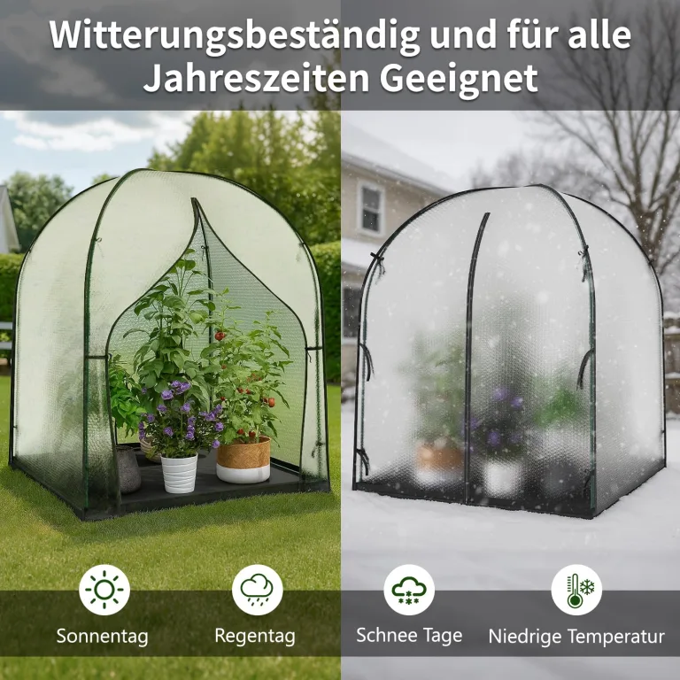 SUNYRISY Gewächshaus Tomatengewächshaus Foliengewächshaus für Balkon Outdoor, 3-lagige Blasenfilm Winterfest, UV-Beständig, mit Wasserdicht Bodenmatte, 150 x 150 x 190 cm – Bild 5