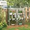 Outsunny Gewächshaus mit Regale Doppeltüren Pultdach, Winterfest Foliengewächshaus aus Stahl, Treibhaus Tomatenhaus 143 x 46 x 151cm, Tomatengewächshaus für Tomaten, Gemüse, Blumen, Transparent – Bild 2
