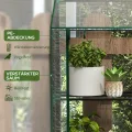 Outsunny Gewächshaus mit Regale Doppeltüren Pultdach, Winterfest Foliengewächshaus aus Stahl, Treibhaus Tomatenhaus 143 x 46 x 151cm, Tomatengewächshaus für Tomaten, Gemüse, Blumen, Transparent - Thumbnail 5