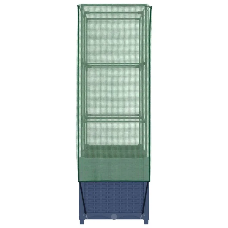 Hochbeet mit Gewächshausaufsatz 80x40x138 cm Rattan-Optik, Stabiler Eisenrahmen, wasserfestes PE-Frühbeet, BelüftungsreiÃŸverschlüsse, platzsparend für Garten Balkon und Terrasse – Bild 5