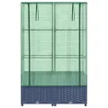 Hochbeet mit Gewächshausaufsatz 80x40x138 cm Rattan-Optik, Stabiler Eisenrahmen, wasserfestes PE-Frühbeet, BelüftungsreiÃŸverschlüsse, platzsparend für Garten Balkon und Terrasse - Thumbnail 4