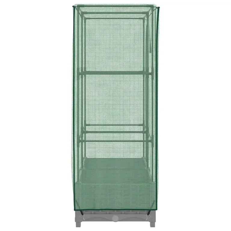 Hochbeet mit Gewächshaus-Aufsatz 80x40x123 cm aus PP & Eisen Rattan-Optik grau Tomatenhaus mit Belüftungs-ReiÃŸverschlüssen platzsparend für Balkon Terrasse und Garten – Bild 5