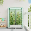 Hochbeet mit Gewächshausaufsatz 80x40x123 cm WeiÃŸ Rattan-Optik, platzsparendes Pflanzbeet aus PP & Eisenrohr für Balkon, Terrasse, Garten, mit LüftungsreiÃŸverschlüssen - Thumbnail 3