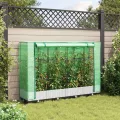 Hochbeet 160x40x123 cm weiÃŸ mit Gewächshaus Frühbeetaufsatz Rattanoptik aus robustem Polypropylen und Eisenrahmen platzsparendes Pflanzkübel für Garten Balkon Terrasse - Thumbnail 3