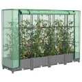 Hochbeet mit Gewächshausaufsatz 160x40x123 cm Rattan-Optik aus PP und robustem Eisenrohr platzsparendes Hochbeet für Garten Terrasse und Balkon Modernes Design - Thumbnail 1