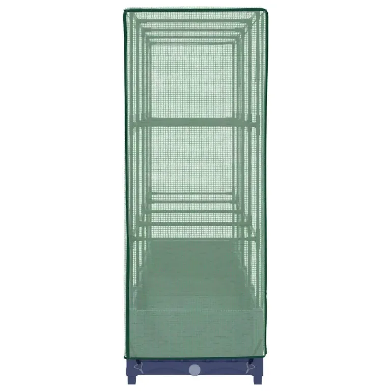 Hochbeet mit Gewächshausabdeckung 160x40x123 cm Rattanoptik Blaugrau Eisenrohr Stabiler Blumenkübel für Balkon Garten Terrasse Modernes Design und Langlebigkeit – Bild 5