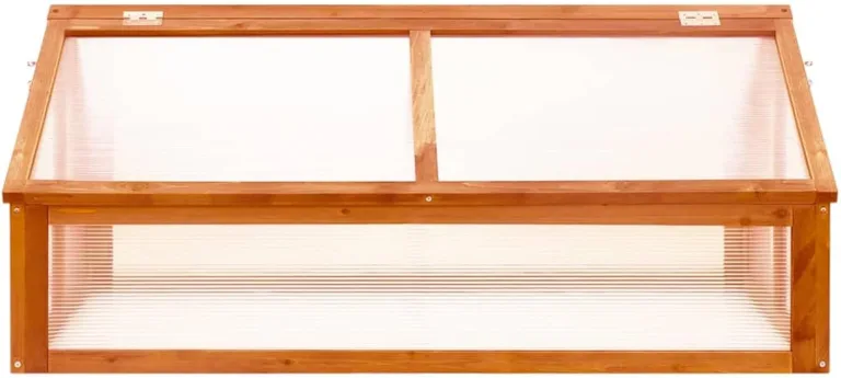Holz-Gewächshaus mit Klappdeckel, braun, 114x80x50 cm, ideal für Pflanzenschutz und Frühbeet Pflanzhaus Model316415 – Bild 3