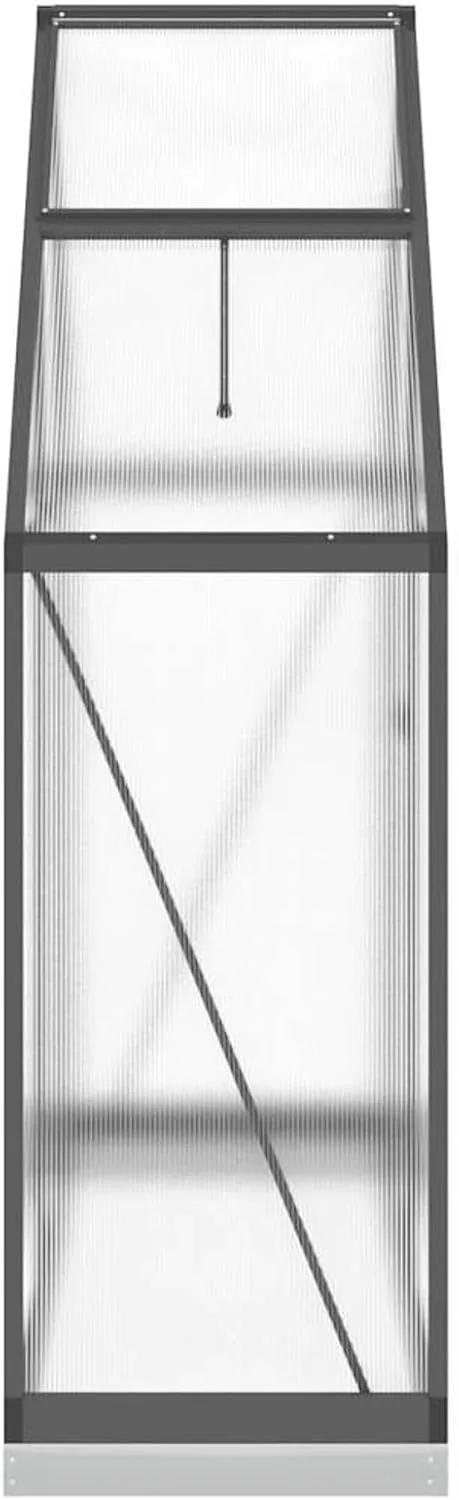 Aluminium-Gewächshaus mit Polycarbonatplatten, anthrazit/transparent, 169x58x202 cm, für Hobby-Gartenbau Pflanzhaus 4005821 – Bild 4