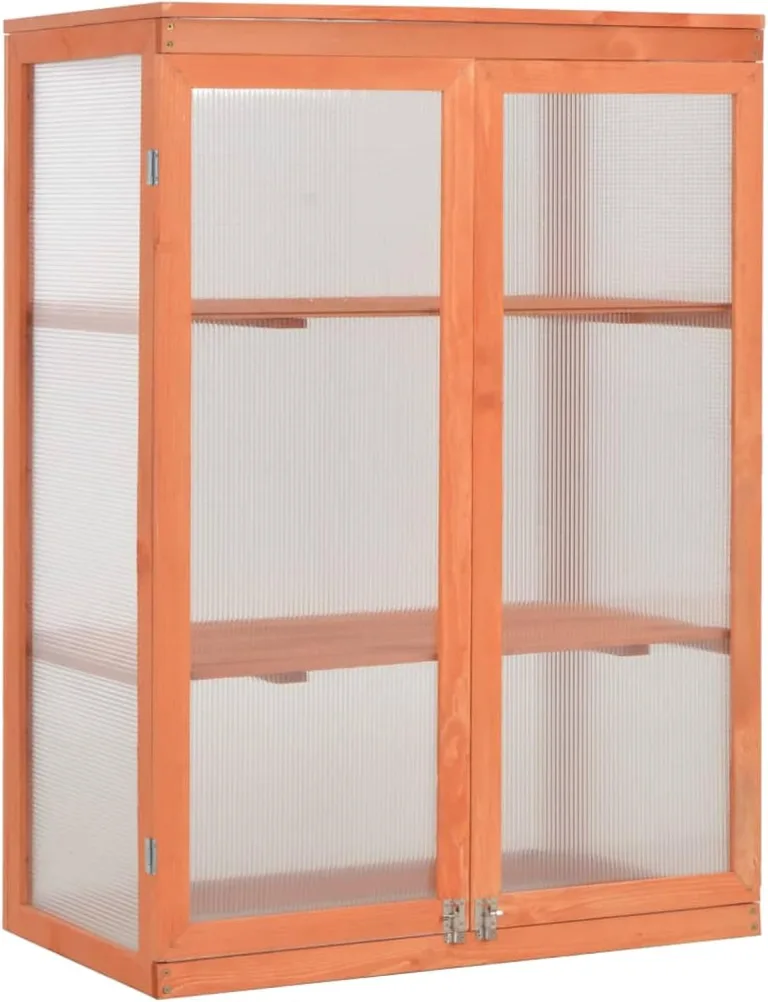 Holz Gewächshaus mit 2 Regalen - Schutz für Pflanzen und Kräuter - 75x47x109 cm Pflanzhaus 170646 – Bild 2