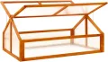 Holz-Gewächshaus mit Klappdeckel, braun, 114 x 80 x 50 cm, ideal für Pflanzenschutz und Frühbeet Pflanzhaus 316415 - Thumbnail 3