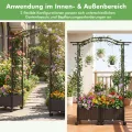 COSTWAY Blumenkasten mit Rankgitter & hängendem Dach, 2 in 1 Rosenbogen mit 2 Pflanzkästen, Gartenbogen auf Rollen, Metall und PP, Rankkasten mit Spalier für Kletterpflanzen, Gartenspalier (Braun) - Thumbnail 3