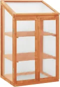 Holz-Gewächshaus 60x45x85/100 cm, stabil für Pflanzen, Gewürze & Kräuter schützen Pflanzhaus 314848 - Thumbnail 2