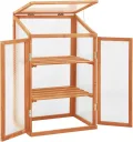 Holz-Gewächshaus 60x45x85/100 cm, stabil für Pflanzen, Gewürze & Kräuter schützen Pflanzhaus 314848 - Thumbnail 3