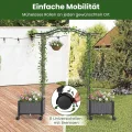 COSTWAY Blumenkasten mit Rankgitter & hängendem Dach, 2 in 1 Rosenbogen mit 2 Pflanzkästen, Gartenbogen auf Rollen, Metall und PP, Rankkasten mit Spalier für Kletterpflanzen, Gartenspalier (Grau) - Thumbnail 6