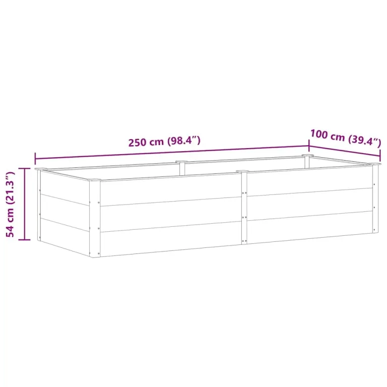Garten Hochbeet 250 x 100 x 54 cm WPC Grau – Bild 7