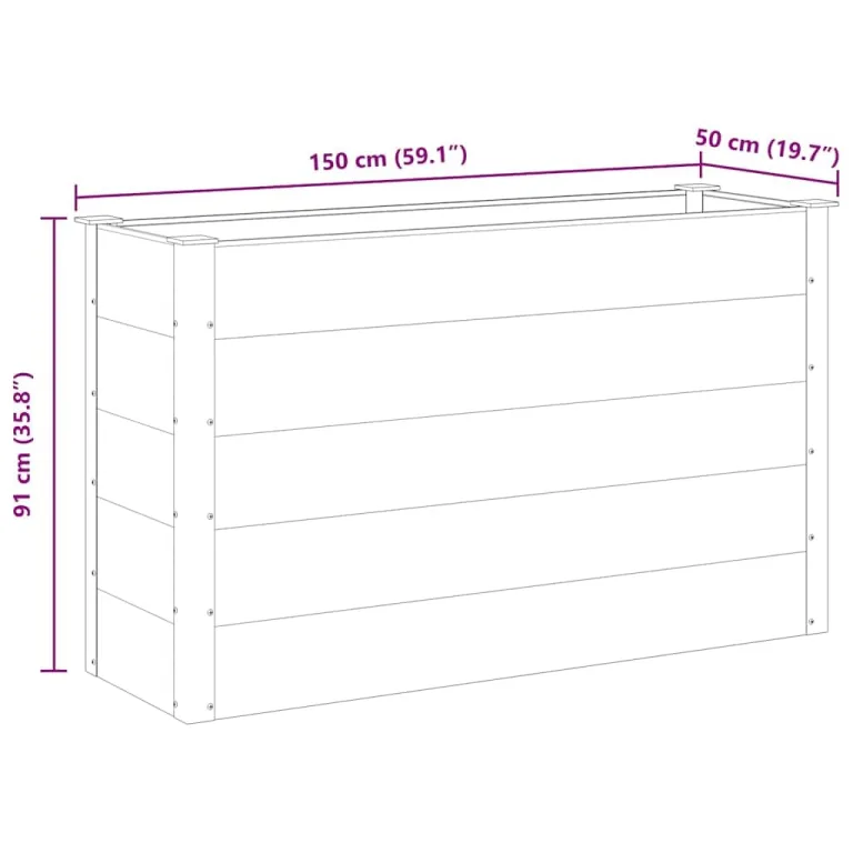 Garten Hochbeet WPC 150 x 50 x 91 cm Grau – Bild 7