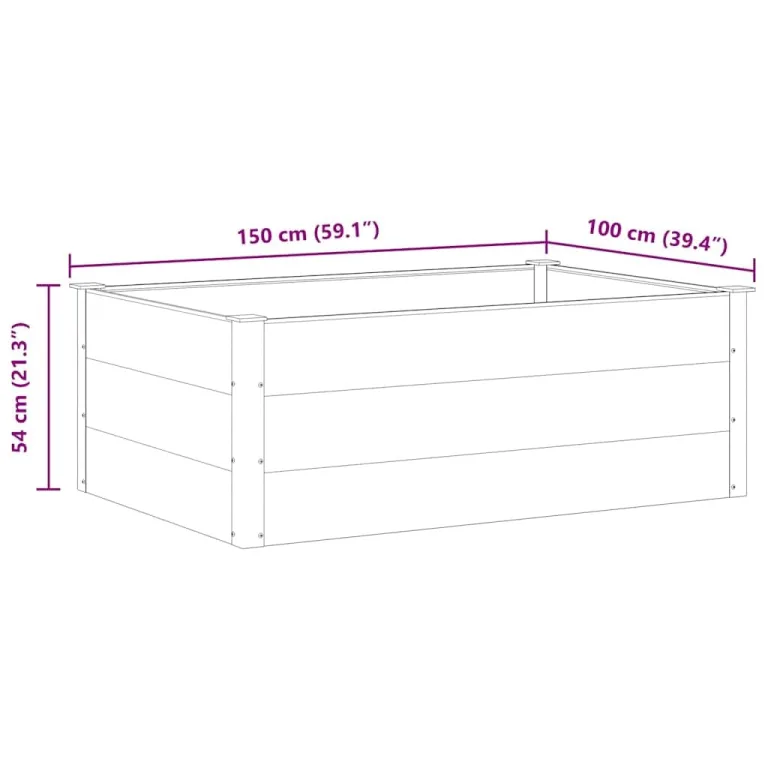 Garten Hochbeet WPC 150 x 100 x 54 cm Grau – Bild 7
