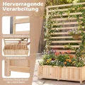 COSTWAY Blumenkasten mit Rankgitter, Pflanzkasten für Kletterpflanzen, Hochbeet mit Spalier, Liner & Entwässerung, Blumenkübel für Garten Balkon, Gartenspalier Rankkasten Holz, 90x35x150cm (Natur) - Thumbnail 9