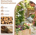 COSTWAY Blumenkasten mit Rankgitter, Pflanzkasten für Kletterpflanzen, Hochbeet mit Spalier, Liner & Entwässerung, Blumenkübel für Garten Balkon, Gartenspalier Rankkasten Holz, 90x35x150cm (Natur) - Thumbnail 5