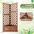 COSTWAY Blumenkasten mit Rankgitter, Pflanzkasten Eck aus Holz, Pflanzkübel mit Sichtschutz, Hochbeet mit Spalier & Drainageloch, Blumenkübel für Kletterpflanzen Garten Hof Balkon, 55x55x140 cm, Braun - Thumbnail 6