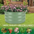 Rundes Hochbeet aus Metall, 2er Set, 60 x 60 x 30 cm, mit Pflanzvlies, Pflanzbeet für Blumen, Kräuter und Gemüse, für Balkon, Terrasse und Garten（Salbeigrün - Thumbnail 5
