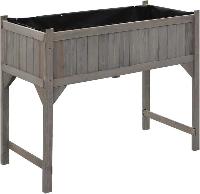 Hochbeet mit Gewächshaus | Holz | Grau | 110x54x120 cm | Garten- und Terrassenverzierung Blumenbeete, Blumenkästen Model316472 – Bild 6