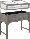 Hochbeet mit Gewächshaus | Holz | Grau | 110x54x120 cm | Garten- und Terrassenverzierung Blumenbeete, Blumenkästen Model316472 - Thumbnail 5
