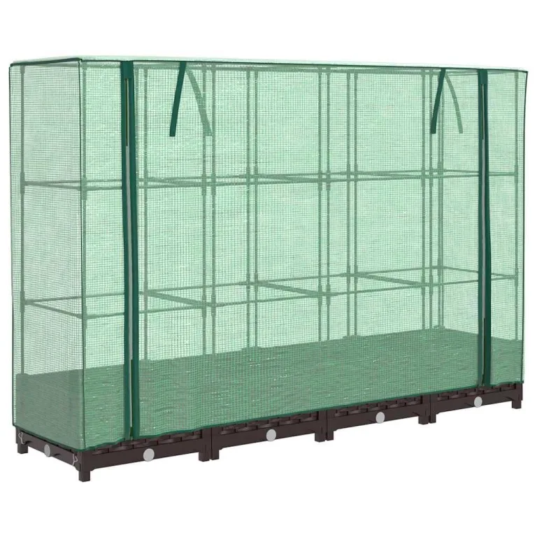 Hochbeet mit Gewächshaus-Aufsatz Rattan-Optik 160x40x123 cm, Raised Garden Bed aus PP & Eisen, platzsparendes Kräuter- & Tomatenbeet für Balkon, Terrasse und Garten – Bild 2