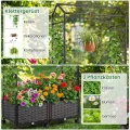 COSTWAY Blumenkasten mit Rankgitter & hängendem Dach, 163 cm, 2 in 1 Rosenbogen mit 2 Pflanzkästen, Gartenbogen auf Rollen, Metall & PP-Rattan, Rankkasten mit Spalier, für Kletterpflanzen (Grau) - Thumbnail 4