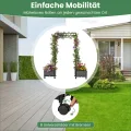 COSTWAY Blumenkasten mit Rankgitter & hängendem Dach, 163 cm, 2 in 1 Rosenbogen mit 2 Pflanzkästen, Gartenbogen auf Rollen, Metall & PP-Rattan, Rankkasten mit Spalier, für Kletterpflanzen (Grau) - Thumbnail 7