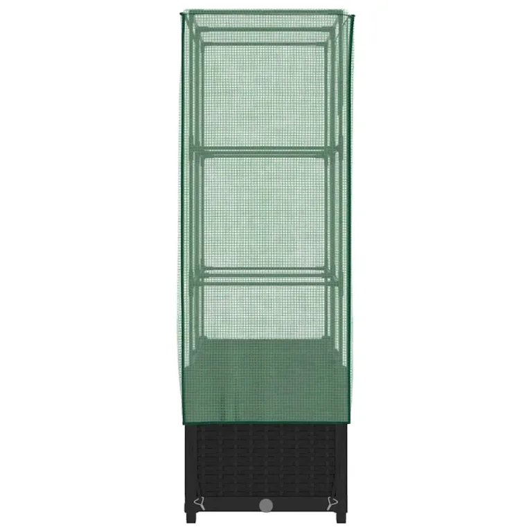 Hochbeet Gewächshaus 80x40x138 cm Schwarz Rattanoptik, Raised Garden Box mit Eisenrohr PE-Schutzplane Tomatenhaus Balkon Terrasse Garten – Bild 5