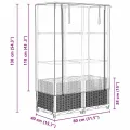 Hochbeet Gewächshaus 80x40x138 cm Schwarz Rattanoptik, Raised Garden Box mit Eisenrohr PE-Schutzplane Tomatenhaus Balkon Terrasse Garten - Thumbnail 9