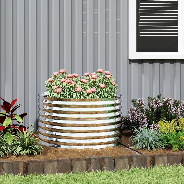 Outsunny Hochbeet aus Stahl, Pflanzbeet Frühbeet Gartenbeet stapelbar Blumenkasten steckbar Pflanzkasten 160x80x56cm Gemüsebeet für Garten Balkon Terrasse, Pflanzkübel für Blumen, Pflanzen – Bild 8